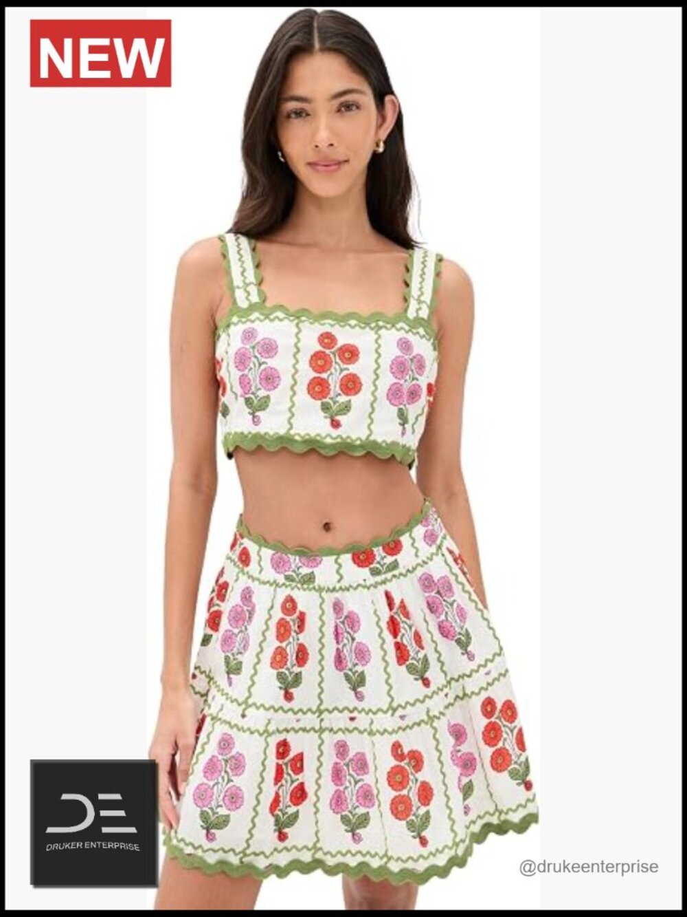 Womens Saylor Silas Skirt Set Mini Cotton Poplin Square Neck Set